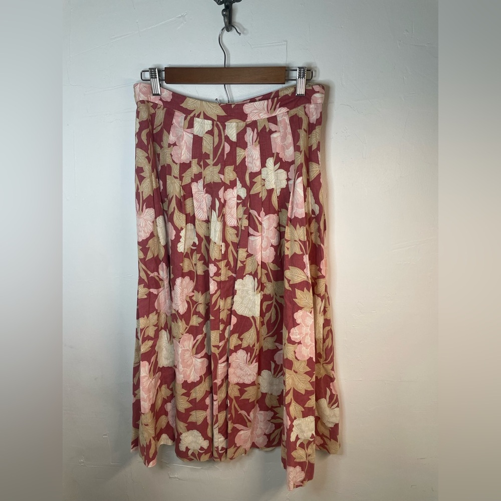 Rye Grass Pink Floral Linen Bend Skirt and top Set - Picture 12 of 12